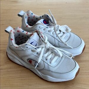 Champion Women’s  White Sneakers with Red and Blue Accents